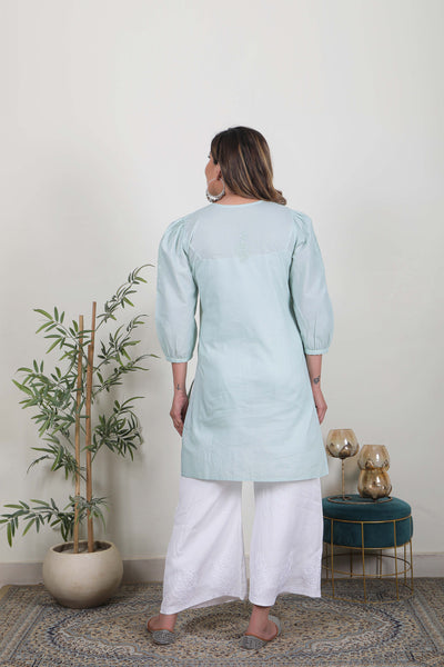Almas Lifestyle Lucknowi Chikankari Pure Cotton Short Top - Almas Lifestyle