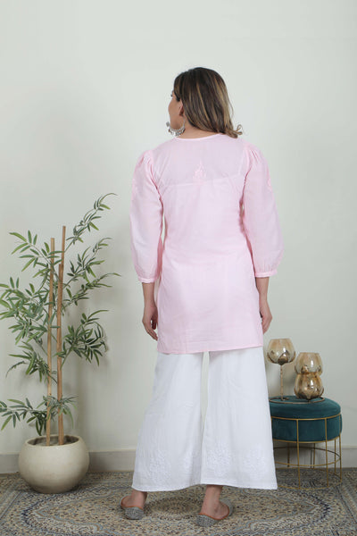 Almas Lifestyle Lucknowi Chikankari Pure Cotton Short Top - Almas Lifestyle