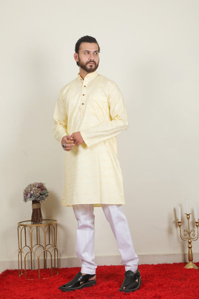 Shahi Kurta | Light Yellow - Almas Lifestyle