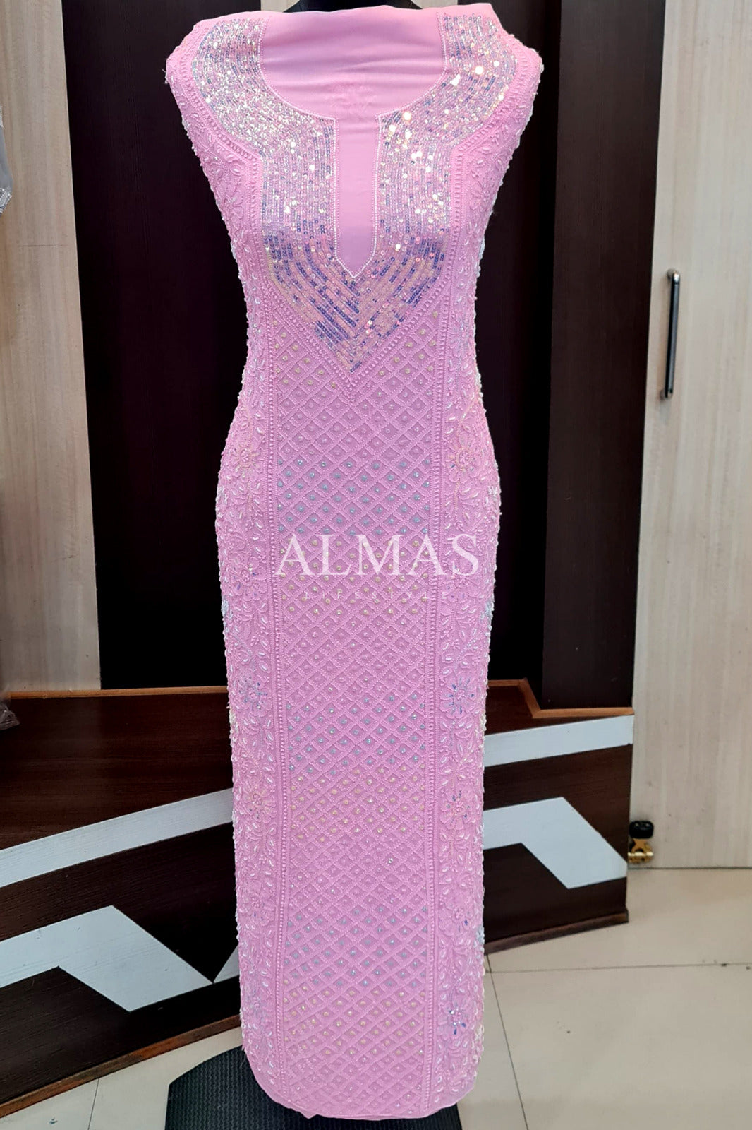 Alara Chikankari Viscose Unstitched Straight Kurta & Dupatta Set
