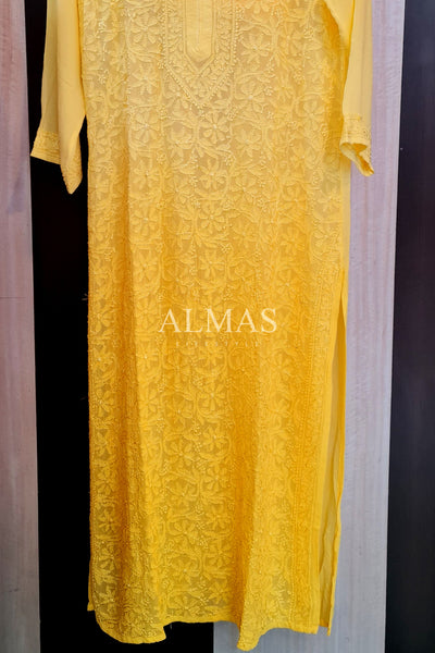 Alora Lucknowi Chikankari Viscose Kurti & Pant Set With Inner & Dupatta