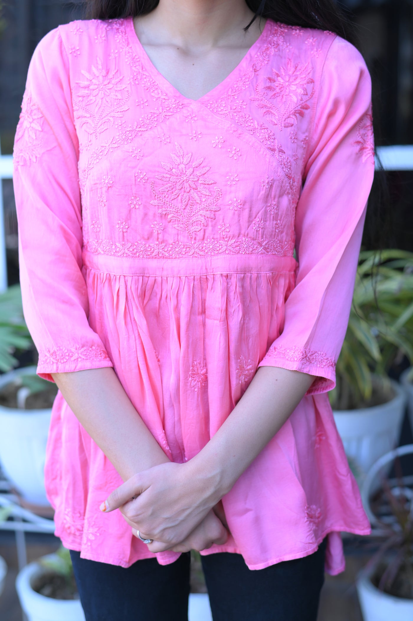 Almas Lifestyle Modal Satin Short Gown | Pink - Almas Lifestyle